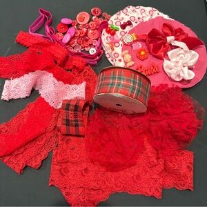 DIY Headband Making Red & Pink Crafting Supplies Over 100 Pieces